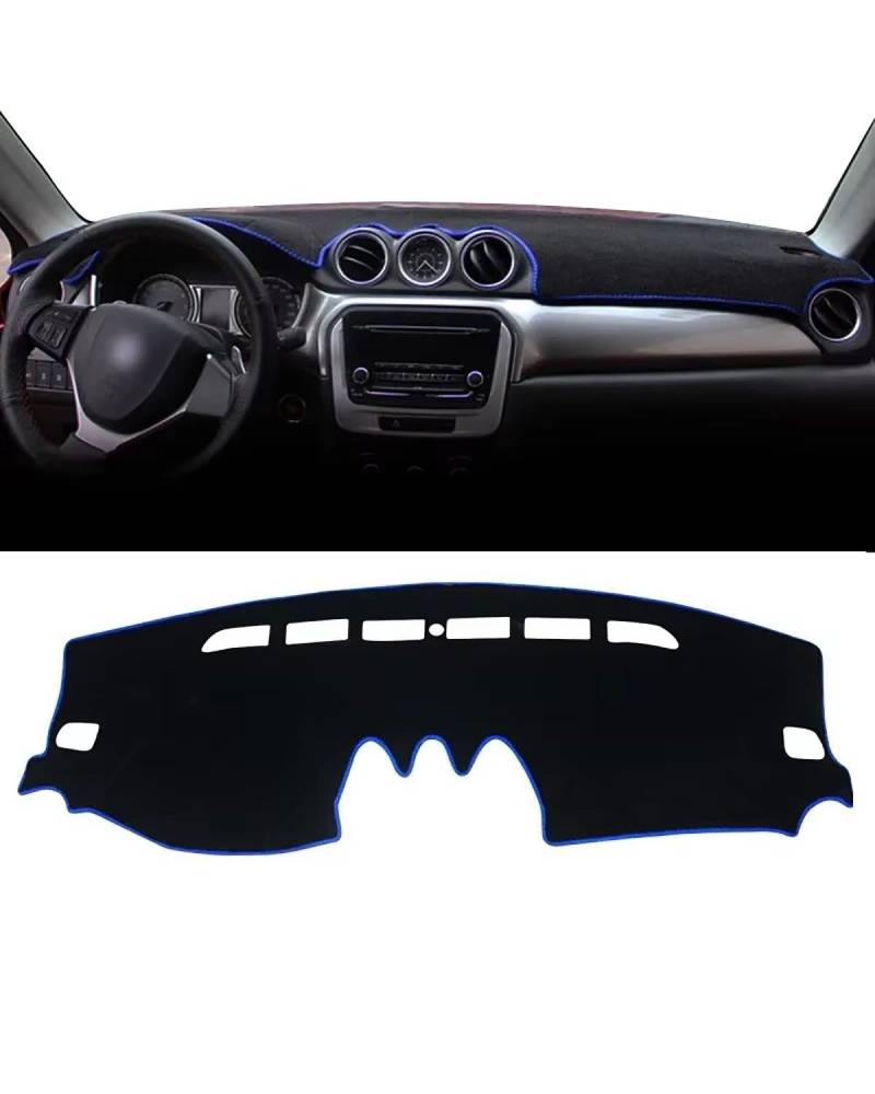 Auto Armaturenbrett Abdeckung Für Suzuki Für Vitara LY 2015 2016 2017 2018 2019 2020 2021 2022 2023 2024 Zubehör Auto Dashboard Sonnenschutz Matte Abdeckung Pad Armaturenbrett Matte(A LHD Blue Side) von SHUGWA