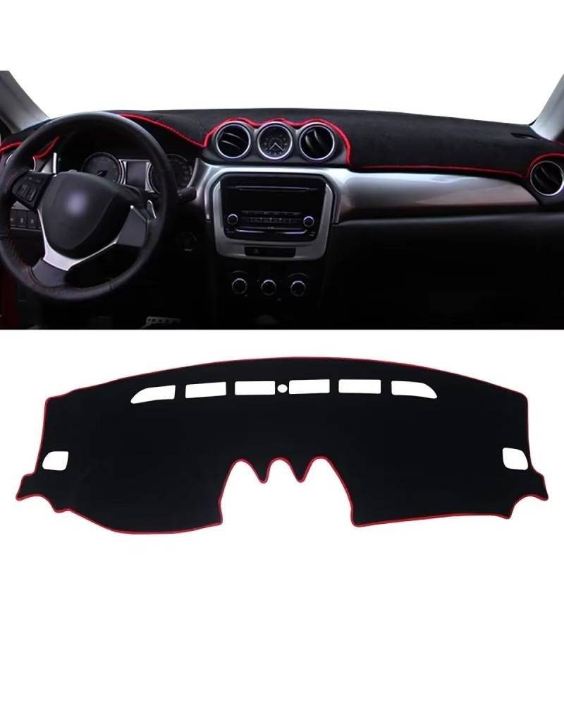Auto Armaturenbrett Abdeckung Für Suzuki Für Vitara LY 2015 2016 2017 2018 2019 2020 2021 2022 Auto Dashboard Abdeckung Vermeiden Pad Sonnenschutz Matte Teppich Armaturenbrett Matte(A Red Side LHD) von SHUGWA