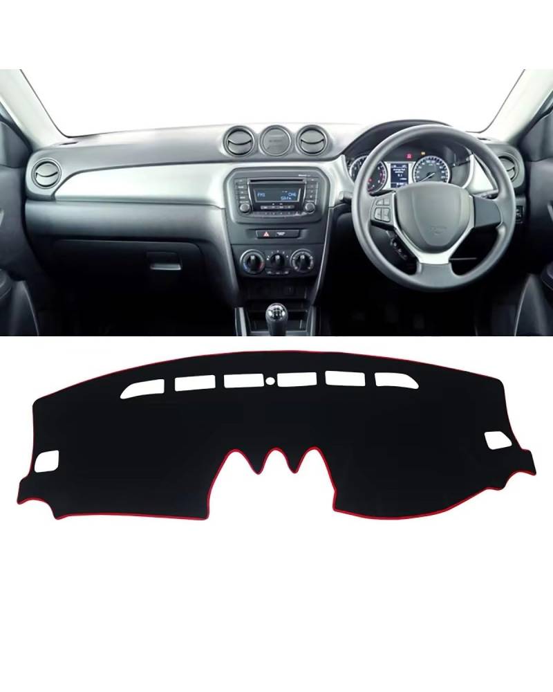 Auto Armaturenbrett Abdeckung Für Suzuki Für Vitara LY 2015 2016 2017 2018 2019 2020 2021 2022 Auto Dashboard Abdeckung Vermeiden Pad Sonnenschutz Matte Teppich Armaturenbrett Matte(A Red Side RHD) von SHUGWA
