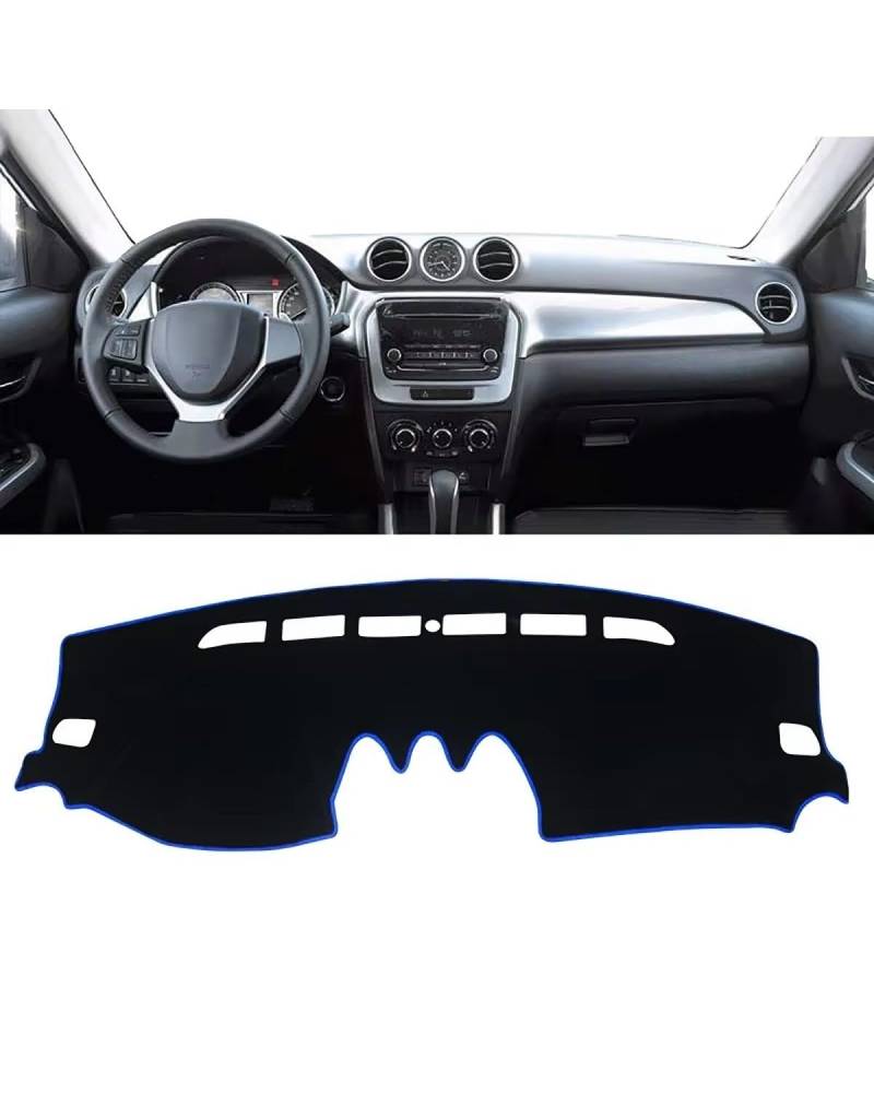 Auto Armaturenbrett Abdeckung Für Suzuki Für Vitara LY 2015 2016 2017 2018 2019 2020 2021 2022 Instrument Teppich Zubehör Auto Dashboard Abdeckung Vermeiden Matte Armaturenbrett Matte(A LHD Blue Side) von SHUGWA