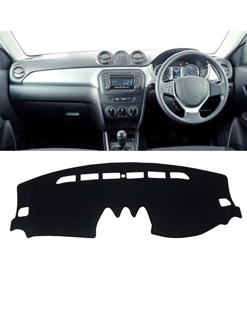 Auto Armaturenbrett Abdeckung Für Suzuki Für Vitara LY 2015 2016 2017 2018 2019 2020 2021 2022 Instrument Teppich Zubehör Auto Dashboard Abdeckung Vermeiden Matte Armaturenbrett Matte(A RHD Black Side von SHUGWA