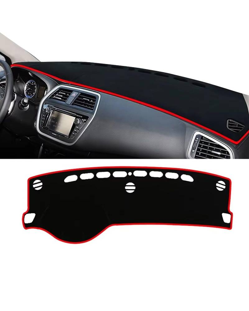 Auto Armaturenbrett Abdeckung Für Suzuki SX4 Für S-Kreuz 2013 2014 2015 2016 2017 2018 2019 2020 Auto Dashboard Abdeckung Vermeiden Pad Sonnenschutz Teppiche Matte Armaturenbrett Matte(A Red Side LHD) von SHUGWA