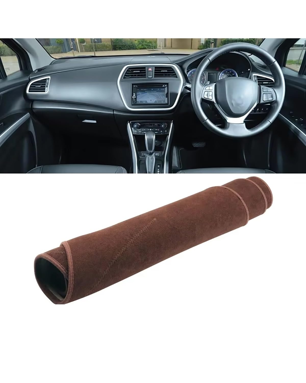 Auto Armaturenbrett Abdeckung Für Suzuki SX4 Für S-Kreuz 2013 2014 2015 2016 2017 2018 2019 2020 Auto Dashboard Abdeckung Vermeiden Pad Sonnenschutz Teppiche Matte Armaturenbrett Matte(B Brown RHD) von SHUGWA