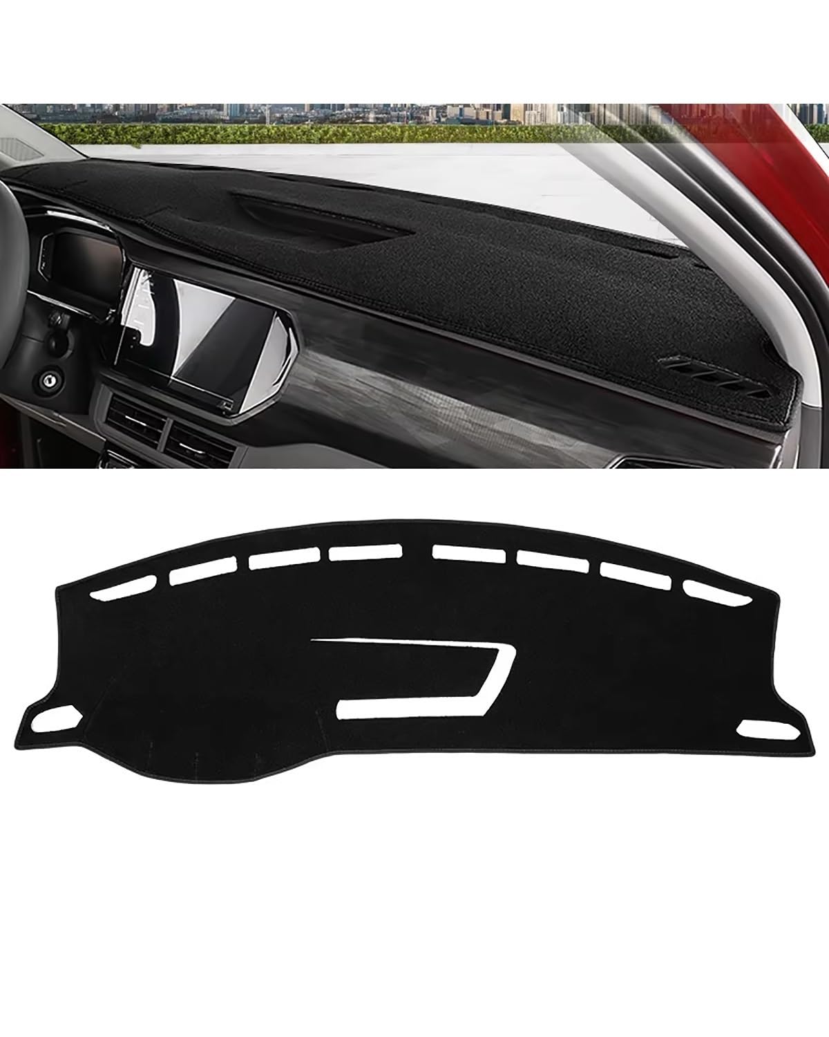 Auto Armaturenbrett Abdeckung Für T-Cross Für TCross 2019 2020 2021 2022 2023 Auto Dashboard Abdeckung Vermeiden Pad Teppiche Nicht-Slip Fall Matte Armaturenbrett Matte(A Black Side LHD) von SHUGWA