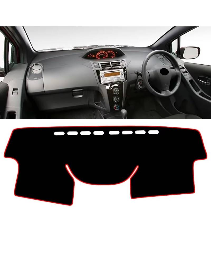 Auto Armaturenbrett Abdeckung Für Toyota Für Yaris Vitz 2006 2007 2008 2009 2010 2011 Nicht-slip Pad Protector Fall Zubehör Auto Dashboard Abdeckung Vermeiden Matte Armaturenbrett Matte(A Red Side RHD von SHUGWA