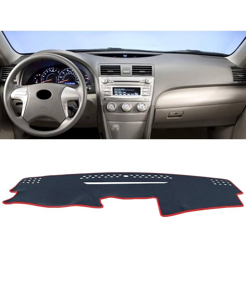 Auto Armaturenbrett Abdeckung Für Toyotaes Für Camry XV40 40 2007 2008 2009 2010 2011 Auto Dashboard Abdeckung Vermeiden Pad Teppiche Nicht-Slip Matte Zubehör Armaturenbrett Matte(LHD Black Red) von SHUGWA