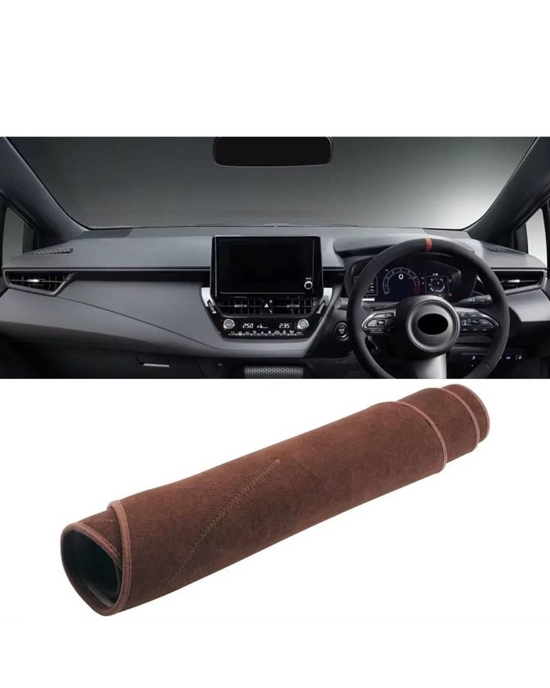 Auto Armaturenbrett Abdeckung Für Toyotaes Für Corolla Für E210 2019 2020 2021 2022 2023 2024 Für Hybrid Instrument Panel Nicht-slip Pad Zubehör Auto Dashboard Abdeckung Armaturenbrett Matte(B Brown R von SHUGWA