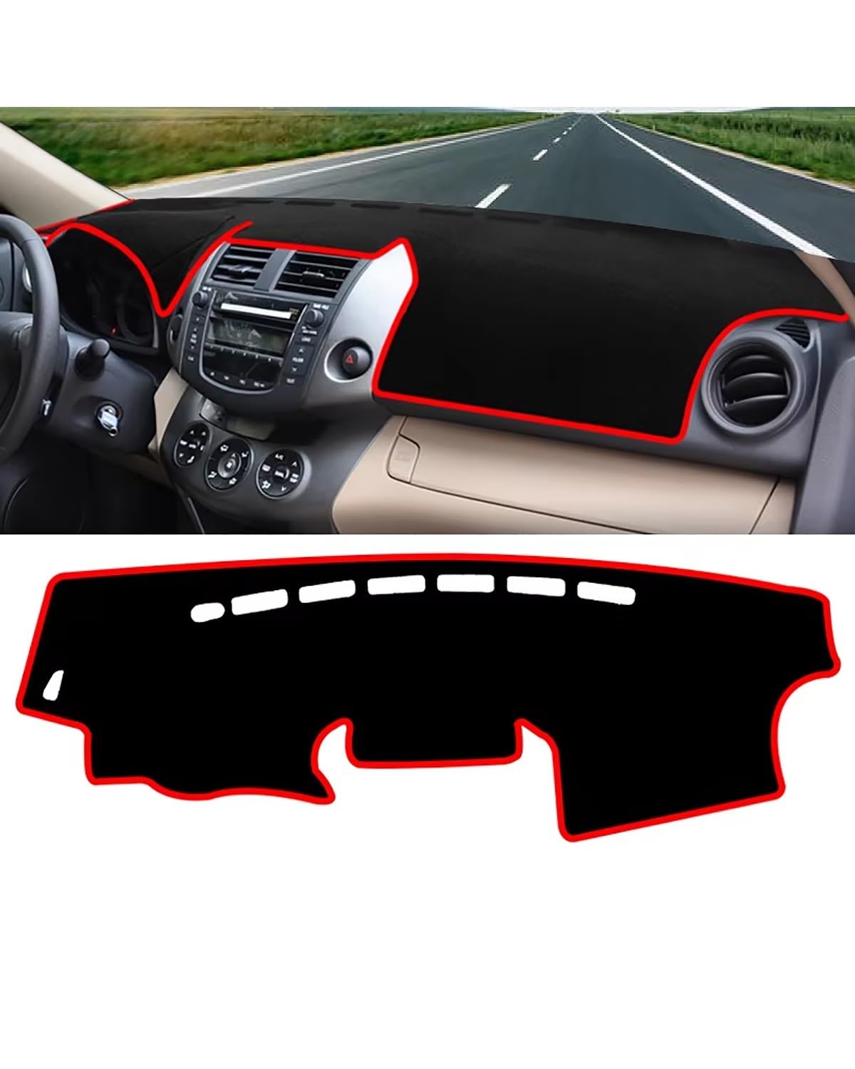 Auto Armaturenbrett Abdeckung Für Toyotaes Für RAV4 XA30 2006 2007 2008 2009 2010 2011 2012 Für RAV 4 Auto Dashboard Vermeiden Abdeckung Matte Pad Non-Slip Teppiche Armaturenbrett Matte(Red Side) von SHUGWA