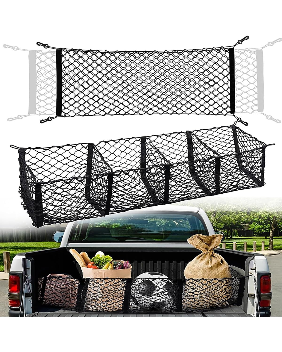 Gepäcknetz Auto Gepäcknetz Für Pickup-Ladefläche Kofferraum Gepäckaufbewahrung Organizer Netz Gepäcknetz Ladeflächen-Innenausstattung Auto-Heckaufbewahrungsset Kofferraum Organizer von SHUGWA