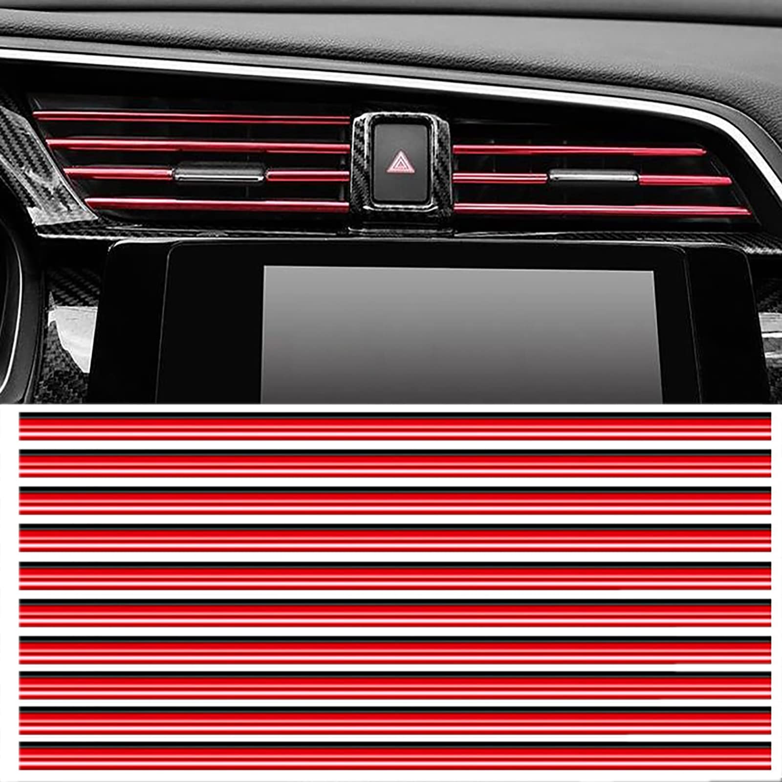 SHULLIN 20 Stück Auto Luftauslass Dekoration Streifen Auto Klimaanlage Innen Zierleisten 20cm Auto Klimaanlage Luftauslass Dekoration Streifen für Auto Lüftungsöffnungen (Rot) von SHULLIN