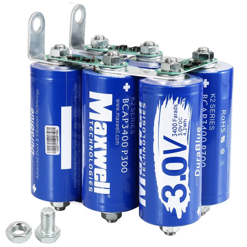 Maxwell 18V 567F Super Kondensator 12V Sprung Starter 6000A Auto Starter Keine traditionelle Batterie, leistungsstarker Sprung Box für alle 12V Autos, 6pcs 3.0V 3400F arbeitet in -45°F, 1 Mins schnell von SHUNBIN