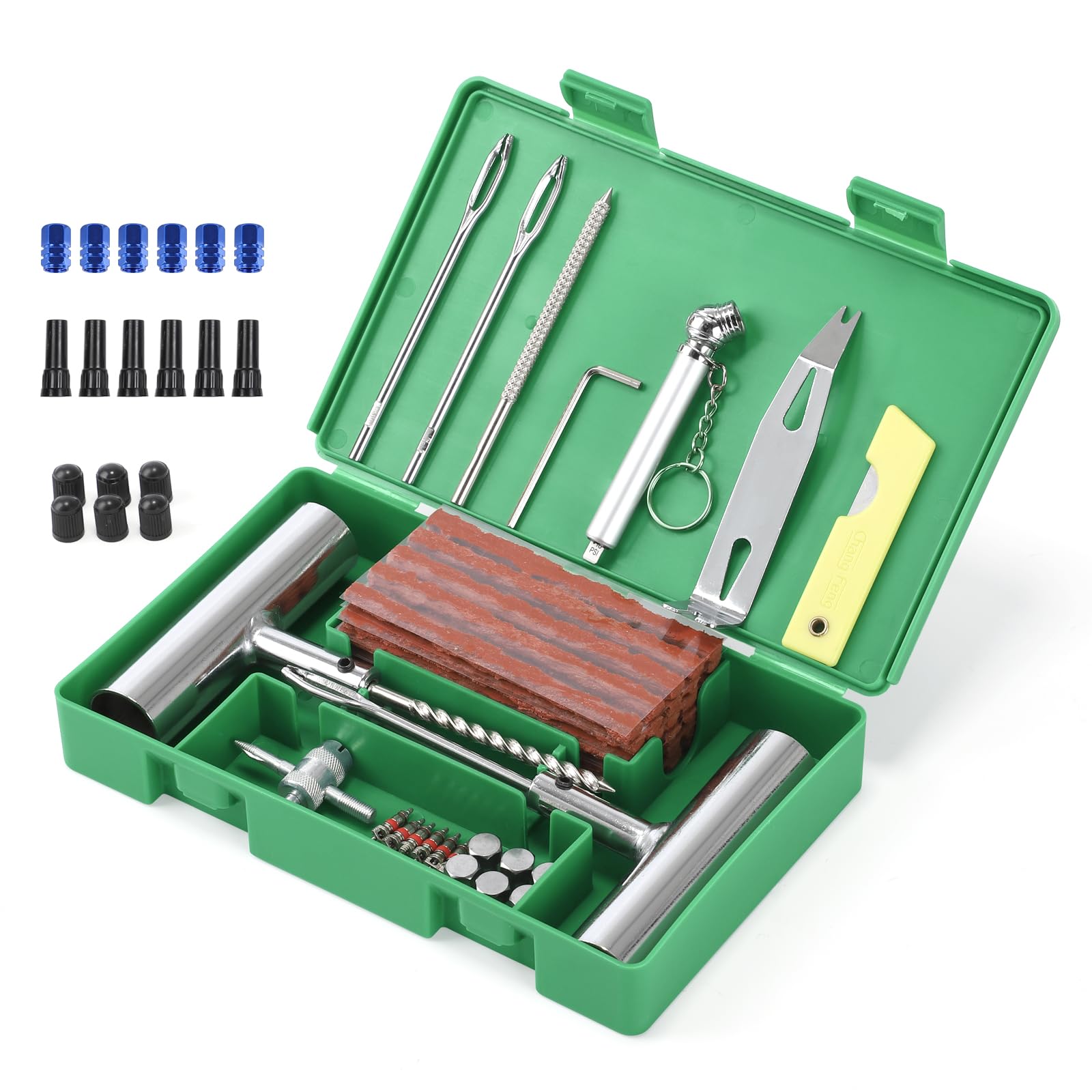 SHYOSUCCE Reifen Reparaturset, 59 Stück Reifenreparaturset Heavy Duty Flat Reparatur Set mit Reifendruckprüfer und Handschuhe für Auto, Motorrad, ATV, Jeep, LKW SHYOSUCCE Reifen Reparaturset, 59 Stück Reifenreparaturset Heavy Duty Flat Reparatur Set mit Reifendruckprüfer und Handschuhe für Auto, Motorrad, ATV, Jeep, LKW von SHYOSUCCE