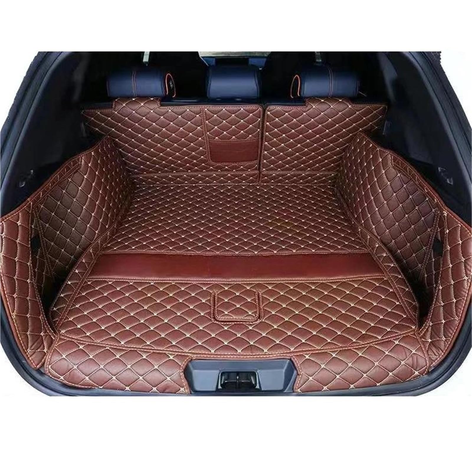SHYYBD Kofferraumbodenmatte Für BYD Für Song Plus/DM-i/EV 2020-2023, Komplett Umschlossene Kofferraumwanne, Kofferraumwanne Hinten(Balck Brown Full Set,Without Audio) von SHYYBD