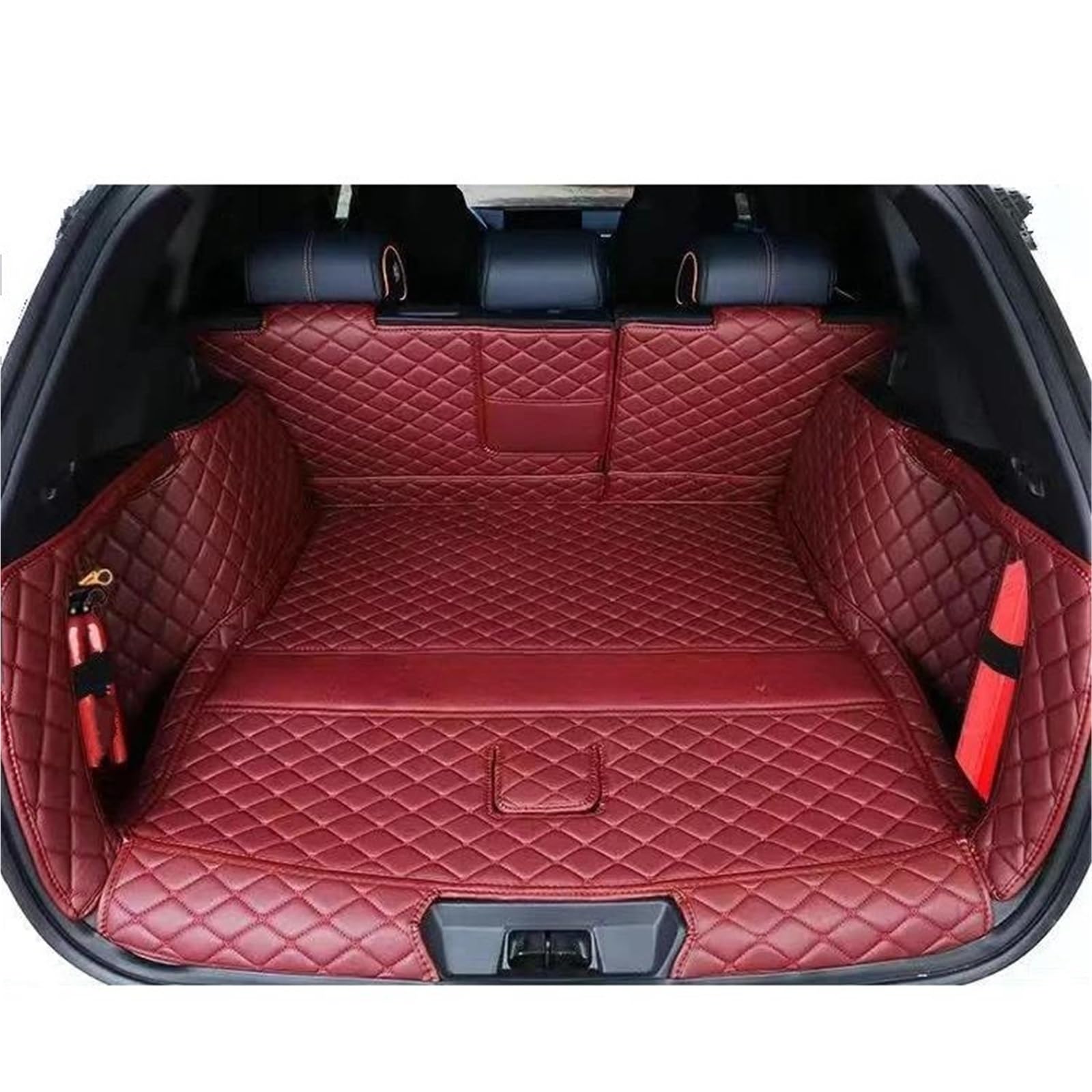 SHYYBD Kofferraumbodenmatte Für BYD Für Song Plus/DM-i/EV 2020-2023, Komplett Umschlossene Kofferraumwanne, Kofferraumwanne Hinten(Red Full Set,Without Audio) von SHYYBD