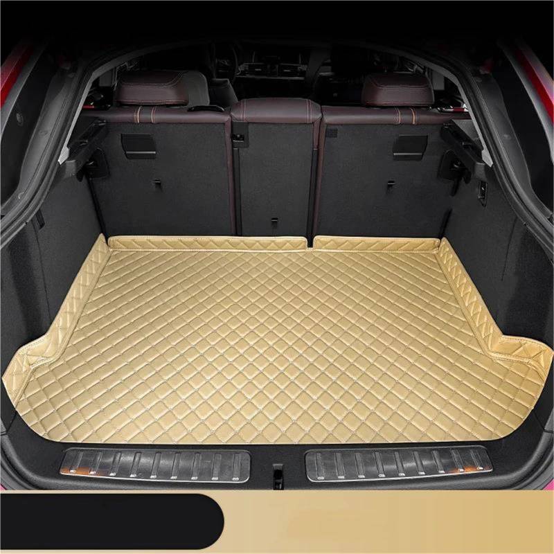 SHYYBD Kofferraumbodenmatte Für Volvo XC90 7-Sitzer 2016-2024 Ledermatten wasserdichte, Kratzfeste Unterlage Laderaumwannen-Auskleidungen Bodenschutz(BEIGE) von SHYYBD