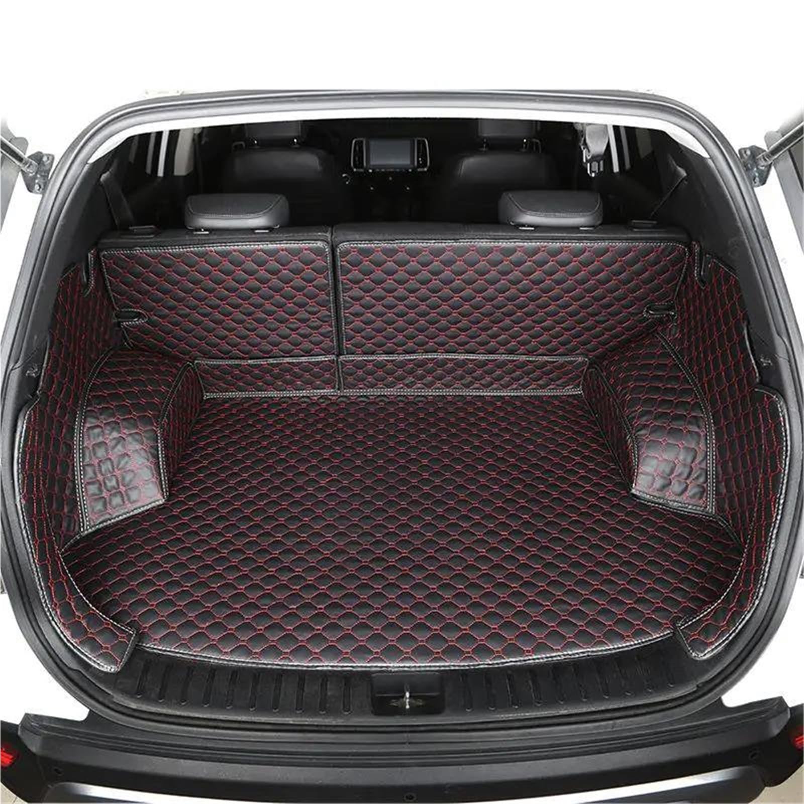 SHYYBD Kofferraummatte Für 325i Für 3er-Reihe 2005-2012 Für E90 E91 E92 E93 Kofferraummatte Aus Leder Für Kofferraumteppiche Und Heckpolster(SCHWARZ ROT,X2) von SHYYBD