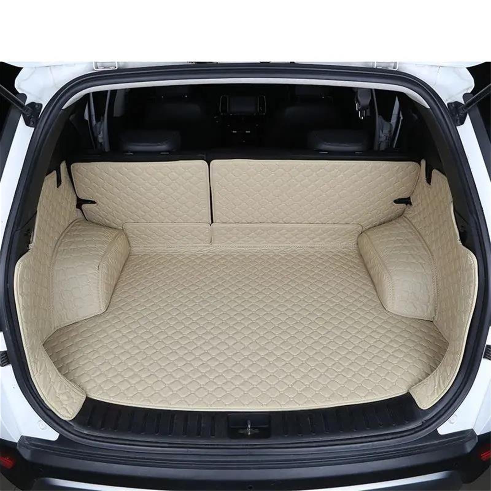 SHYYBD Kofferraummatte Für KIA Für Carens 5 Sitze 2013-2016 Hohe Seite Maßgefertigte Kofferraummatten Cargo Liner Teppich Innenbezug(BEIGE,X2) von SHYYBD
