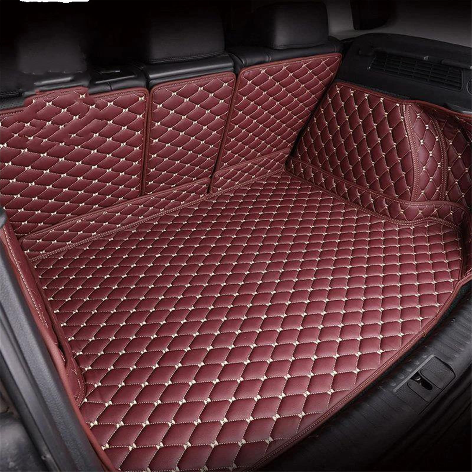 SHYYBD Kofferraummatte Für KIA Für Carens 5 Sitze 2013-2016 Hohe Seite Maßgefertigte Kofferraummatten Cargo Liner Teppich Innenbezug(Weinrot,X2) von SHYYBD