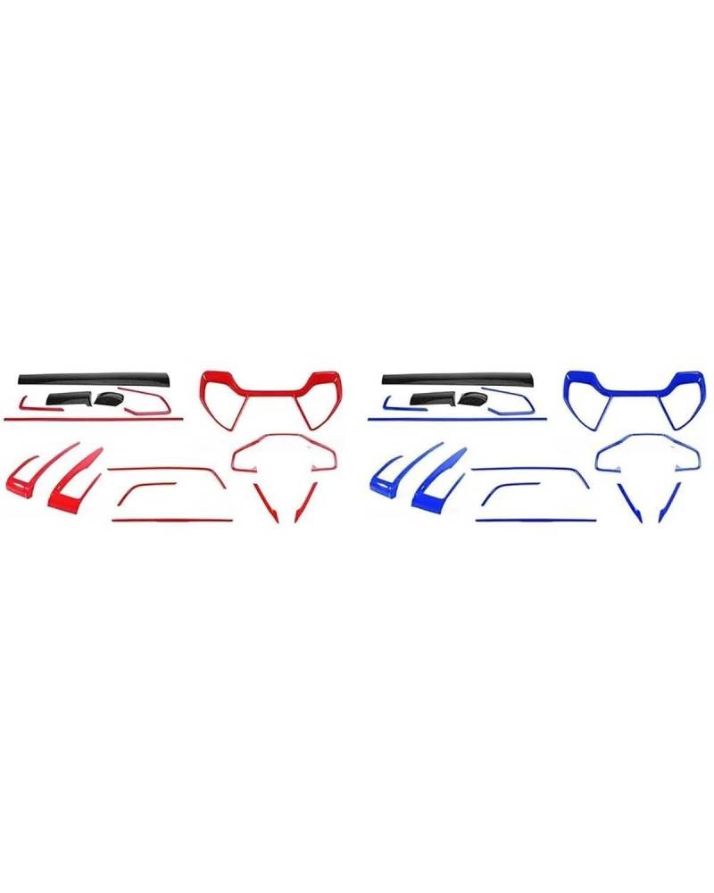 15Pcs Für 10th Für Civic 2016-2021 Auto Instrument Panel Center Console Trim Air Outlet Links Automatische Getriebe lenkrad Abdeckung(Red) von SIBOUOU
