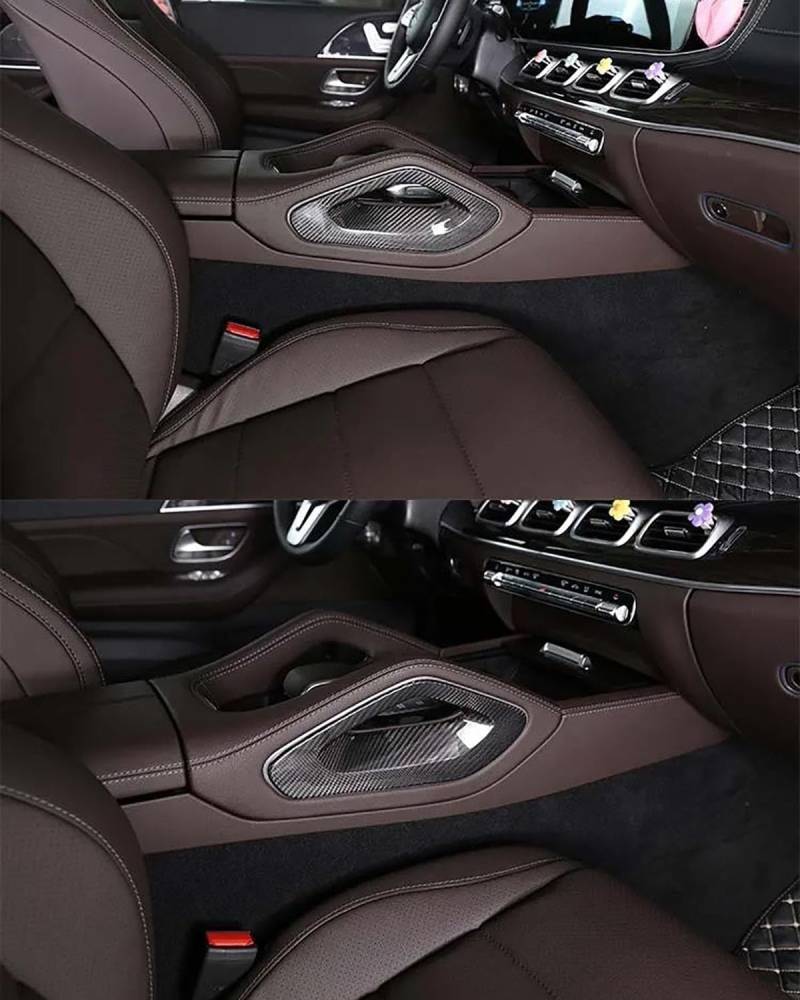 Für Benz Für GLE Für GLS 2020 2021 2022 Auto Center Console Armlehne Sowohl SI Panel Coration Aufkleber Zubehör(Real Carbon fibera) von SIBOUOU