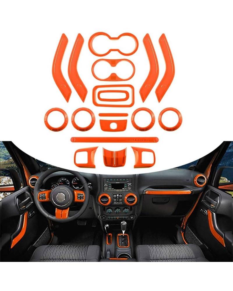 Für Wrangler 2011–2017 Auto-Innenkorations-Verkleidungsset Lenkrad- Und Mittelkonsolenverkleidung(C) von SIBOUOU