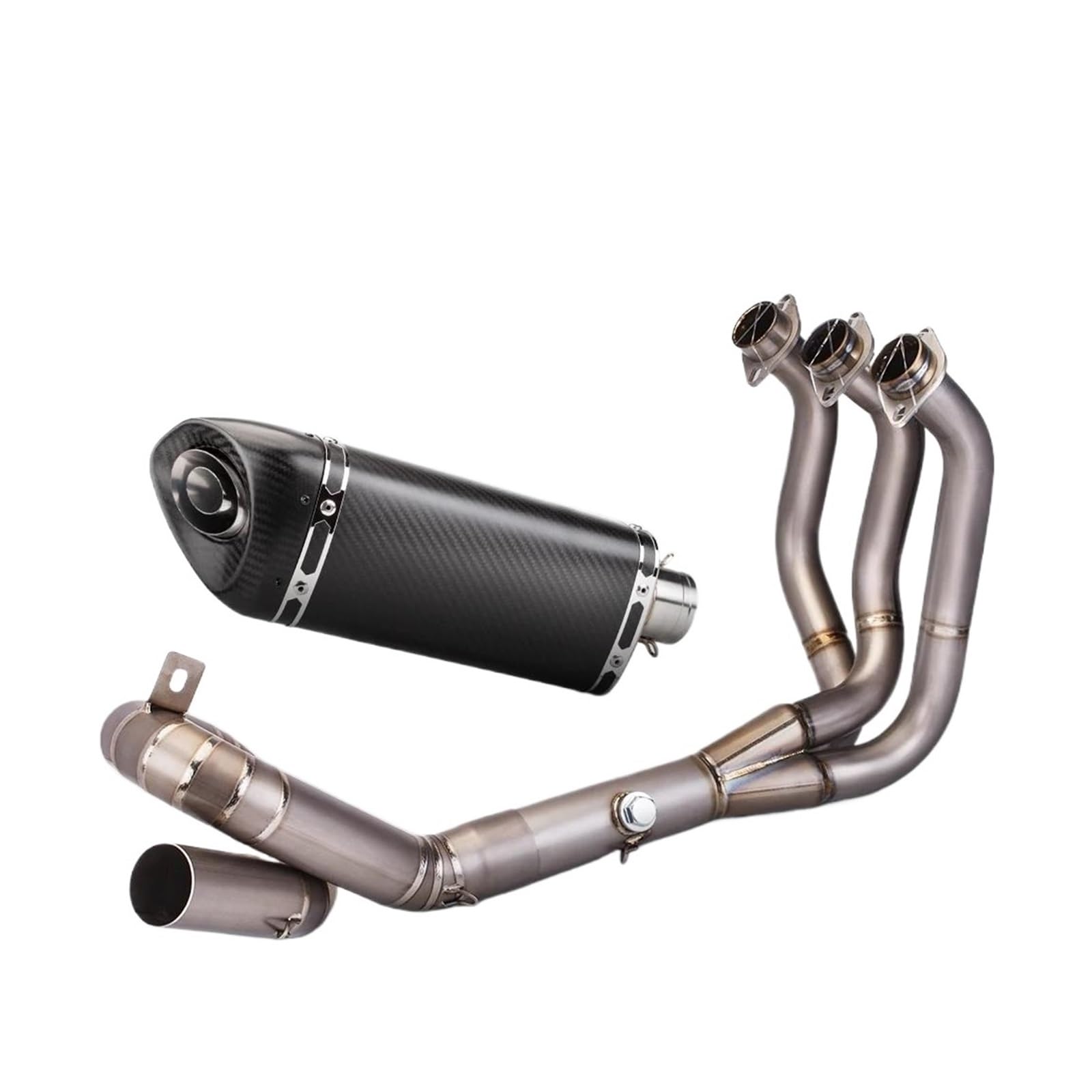 Für Yamaha MT09 FZ09 XSR900 Komplette Motorrad-Auspuffanlage Escape Slip On 51MM Titanlegierung Front Link Pipe 51MM Schalldämpfer(Type-A) von SIBOUOU