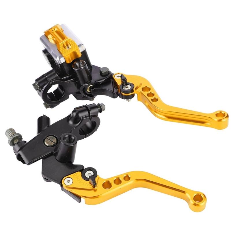 Kupplungshebel 2 Stücke 22mm Universal Motorrad Lenker Hauptbremszylinder Hebel Griff Hydraulische Bremspumpe Kupplung Einstellbare Handhebel(Gold) von SIBOUOU