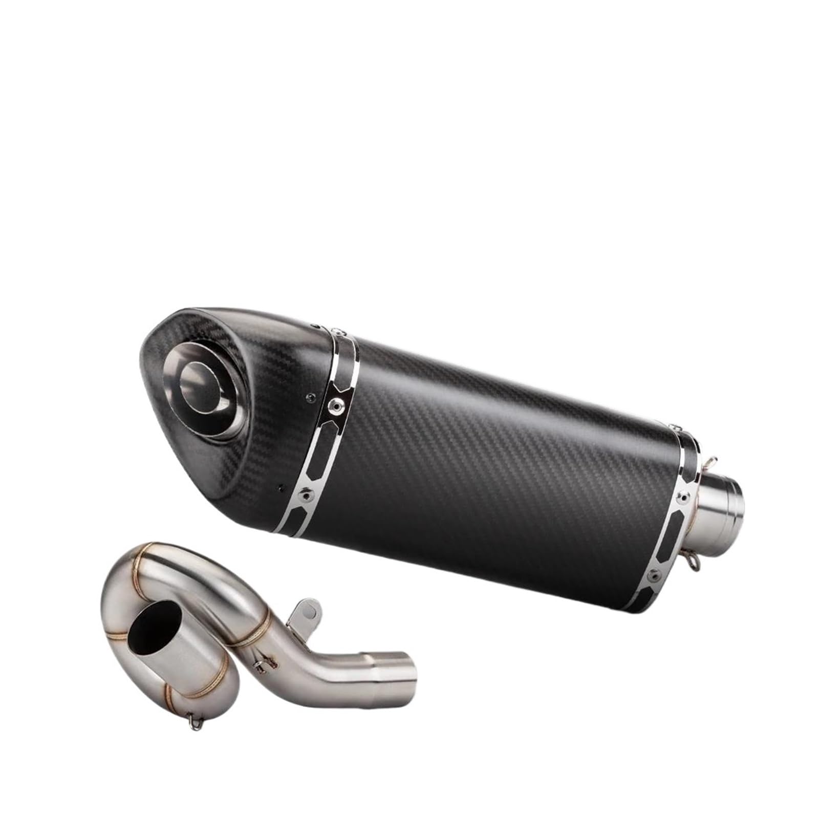 Motorrad-Endschalldämpfer Für Ninja ZX6R 2009–2020 Motorrad-Auspuff-Kreisverkehr-Mittelverbindungsrohr mit Escape-System, modifizierter Endrohr-Schalldämpfer(Type-B) von SIBOUOU