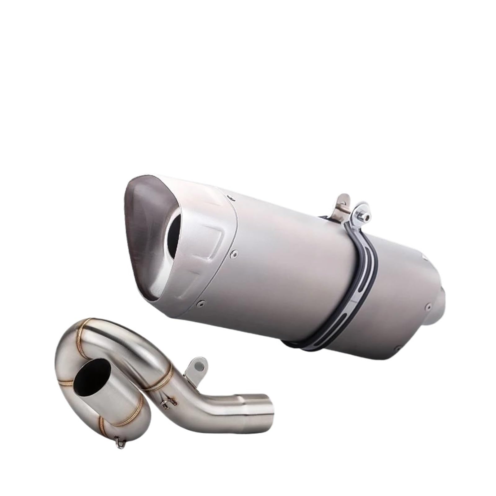 Motorrad-Endschalldämpfer Für ZX6R 2009-2020 Slip On Roundabout Middle Link Pipe Motorrad-Auspuffanlage M12 Modifizierter Anschluss 51mm Escape-Schalldämpfer(Type-B) von SIBOUOU