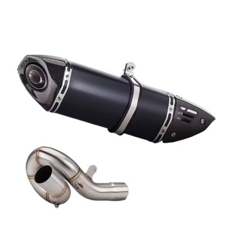 Motorrad-Endschalldämpfer Für Zx6r ZX-6R 2009-2020 Escape System Kreisverkehr Mittleres Verbindungsrohr mit Carbon-Abdeckung Schalldämpfer Slip On Motorradauspuff Modifiziert(Type-B) von SIBOUOU