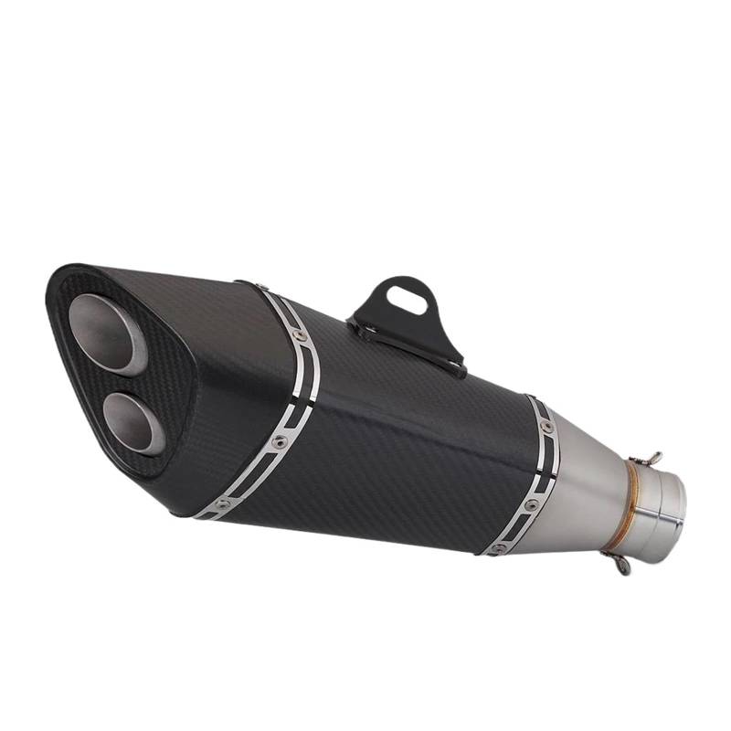 Motorrad-Endschalldämpfer Universal 51MM Motorrad Kohlefaser Auspuffrohr Schalldämpfer Doppelloch Auspuffrohr R11 R77 Schalldämpfer Auspuff(Type-A) von SIBOUOU