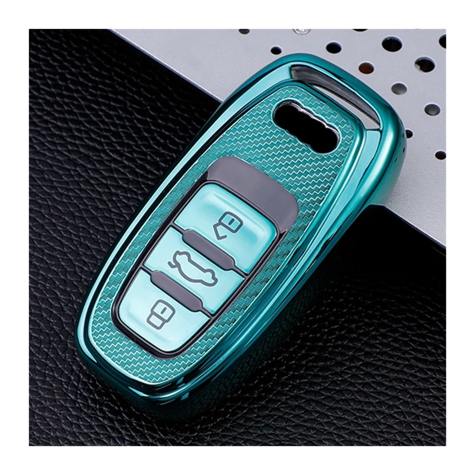 Schlüsselhülle Hülle Für A4 A1 A3 S4 B7 B8 A6 A5 A7 A8 Q5 S5 S6 Q7 Carbon Faser Weichen TPU Auto Fernbedienung Schlüssel Fall Abdeckung Halter Shell Fob Zubehör(Green) von SIBOUOU