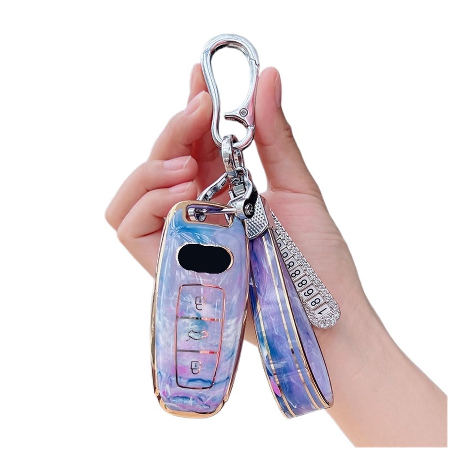 Schlüsselhülle Hülle Für A6 A3 A4 B9 C8 A7 S7 4K A8 D5 S8 Q7 Q8 SQ8 E-tron 2018 2019 2020 2021 2022 2023 Zubehör Auto Fernbedienung Schlüssel Abdeckung Fall(Purple Chain2) von SIBOUOU