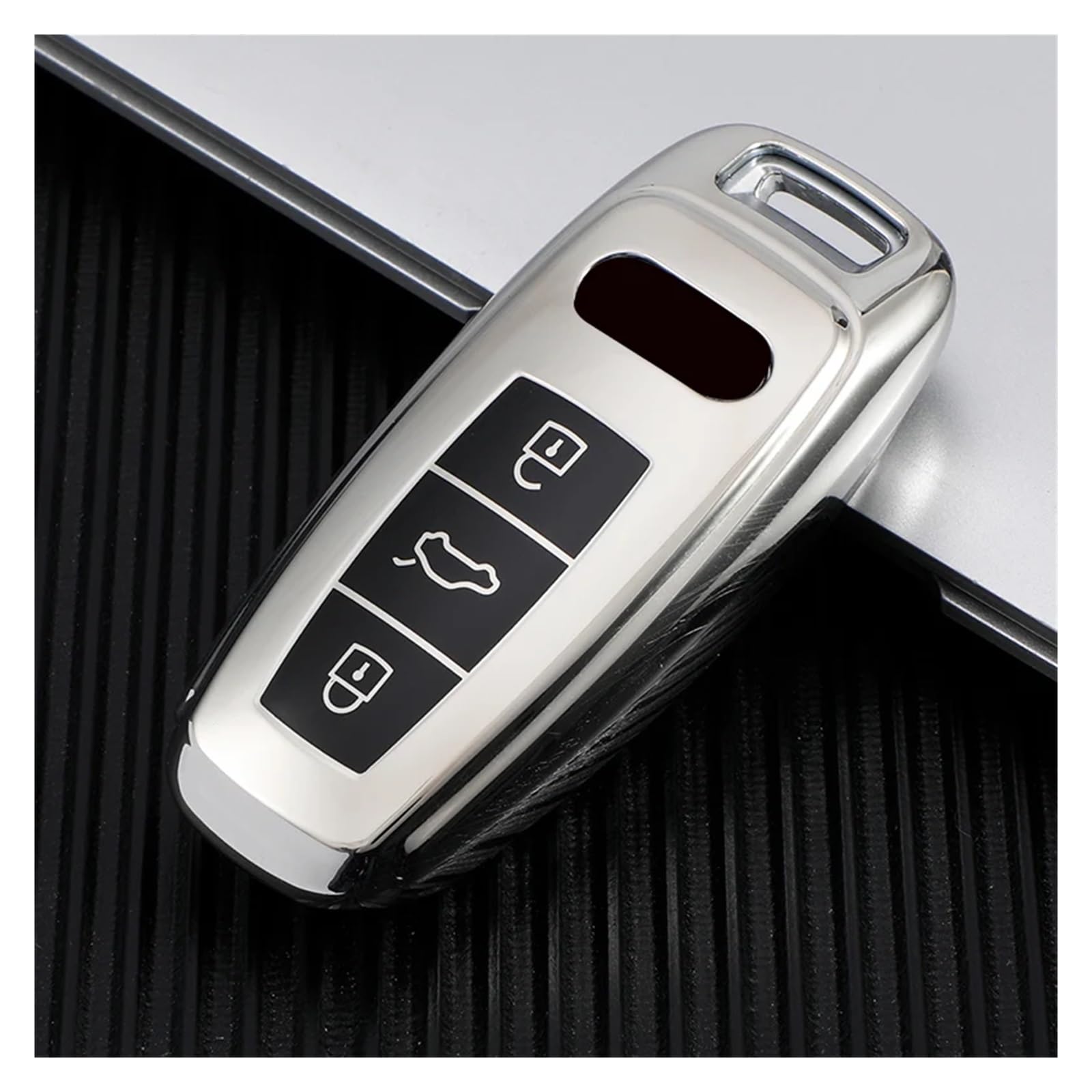 Schlüsselhülle Hülle Für A6 A7 A8 A4 C8 Q8 Q5 D5 E-tron TPU Auto Fernbedienung Schlüssel Abdeckung Fall Tasche Schlüsselbund Schlüssel Shell Fob Hodler Schutz Zubehör(Silver Key case) von SIBOUOU