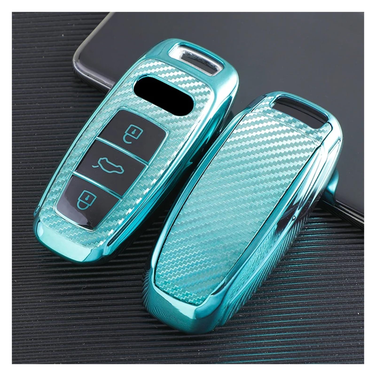 Schlüsselhülle Hülle Für A6 A7 A8 E-tron Q5 Q7 Q8 C8 D5 TPU Auto Fernbedienung Schlüssel Fall Abdeckung Shell Schutz Halter Auto Keyless Zubehör(Green) von SIBOUOU