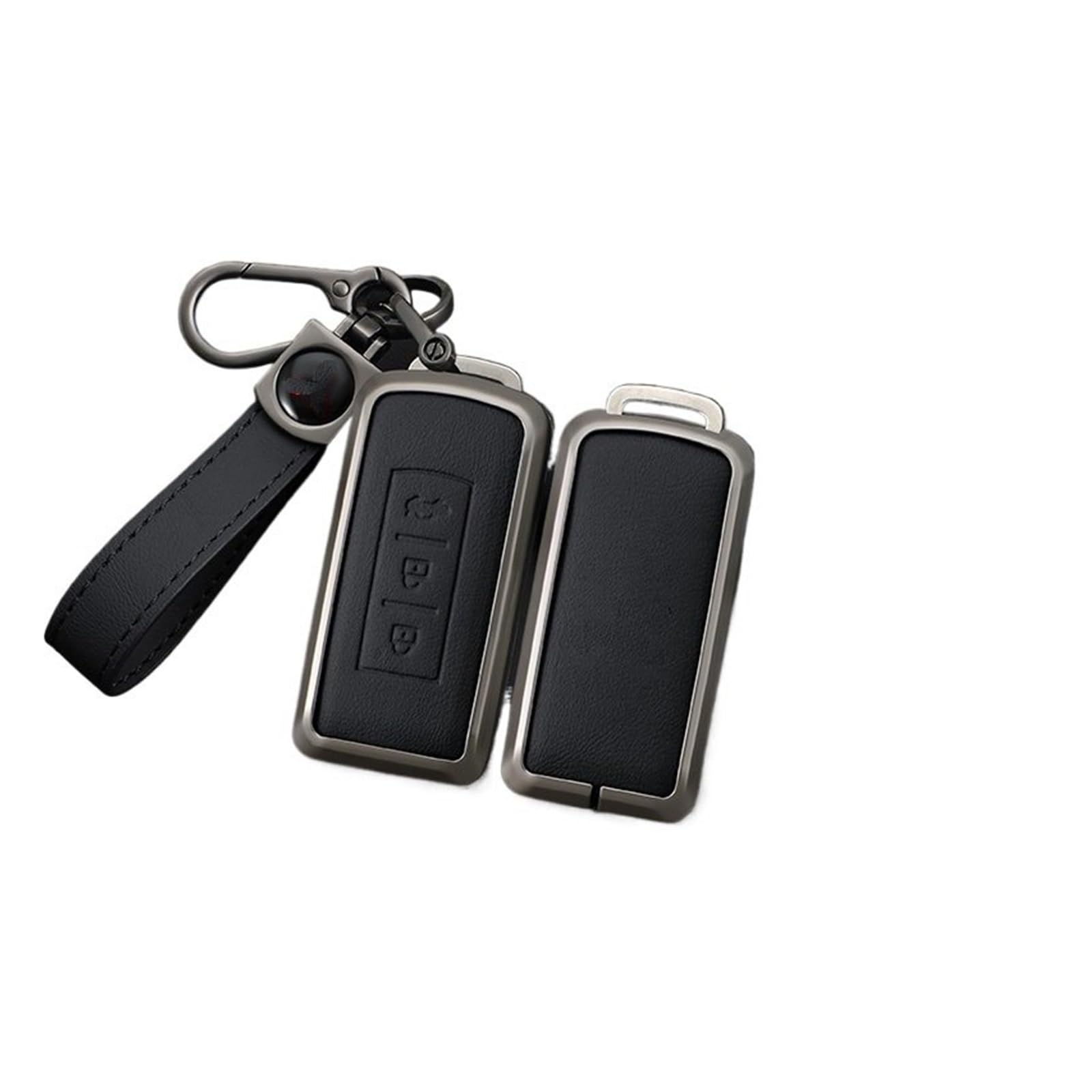Schlüsselhülle Hülle Für ASX Lancer Pajero Sport Outlander Eclipse Kreuz Schlüsselbund Volle Abdeckung Shell Zubehör Auto Fernbedienung Schlüssel Fall(A-Gun Black Ring) von SIBOUOU