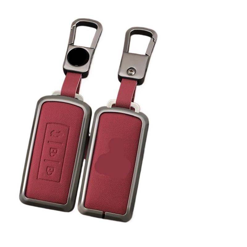 Schlüsselhülle Hülle Für ASX Lancer Pajero Sport Outlander Eclipse Kreuz Schlüsselbund Volle Abdeckung Shell Zubehör Auto Fernbedienung Schlüssel Fall(A-Gun red Chain) von SIBOUOU