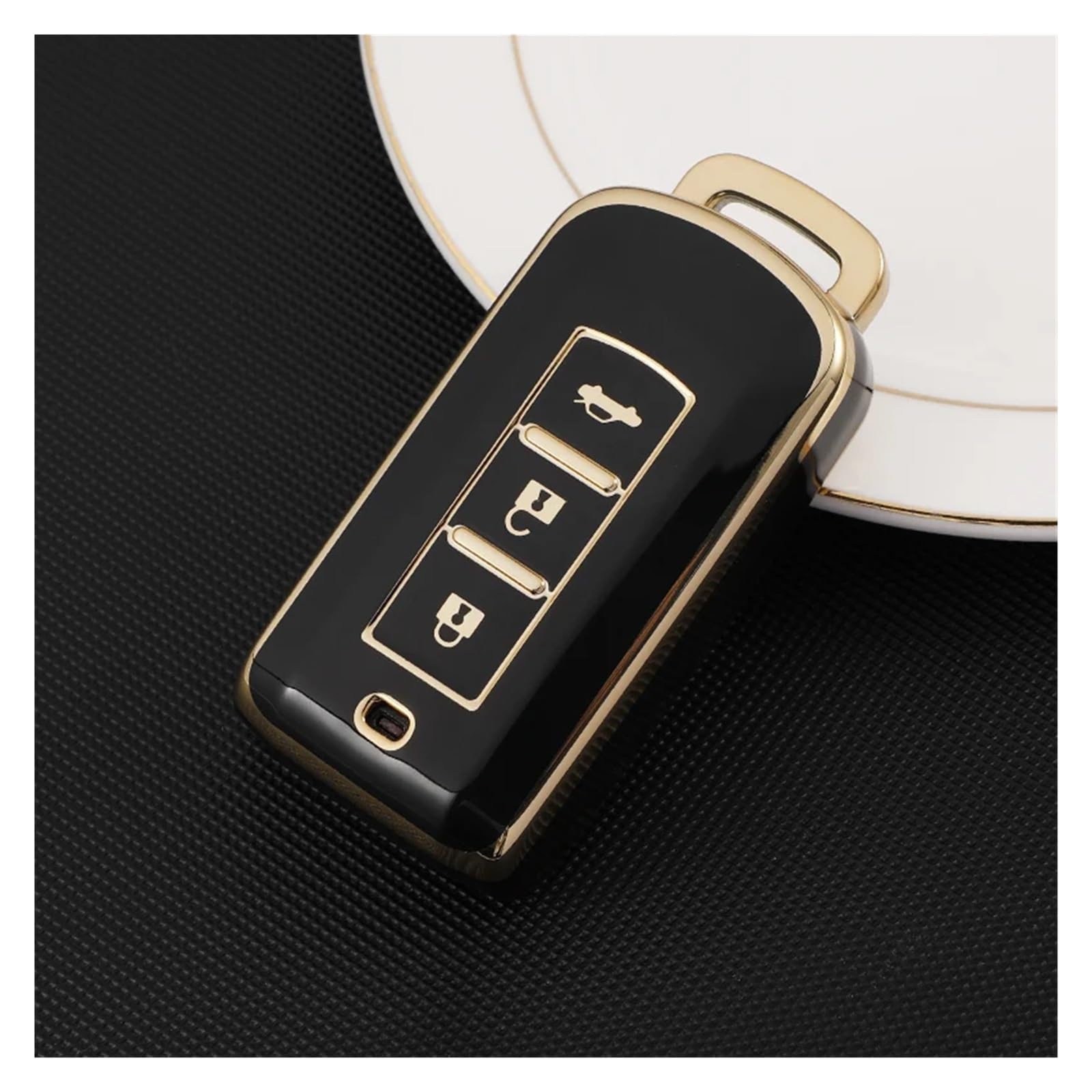 Schlüsselhülle Hülle Für ASX Lancer Pajero Sport Outlander Eclipse Kreuz TPU Auto Fernbedienung Schlüssel Fall Fall Schlüssel Abdeckung Shell Fob Zubehör(Black Key case) von SIBOUOU