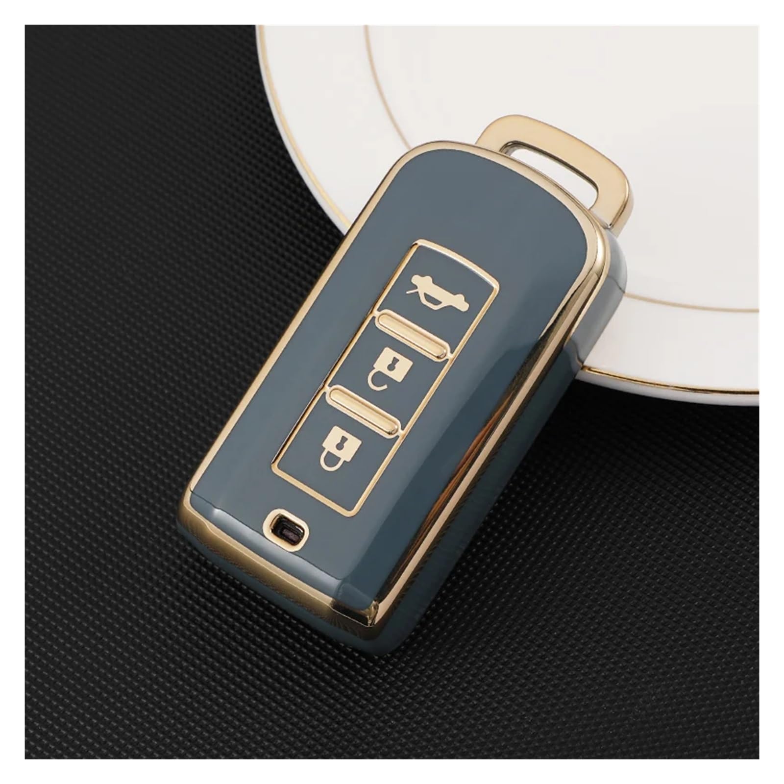 Schlüsselhülle Hülle Für ASX Lancer Pajero Sport Outlander Eclipse Kreuz TPU Auto Fernbedienung Schlüssel Fall Fall Schlüssel Abdeckung Shell Fob Zubehör(Gray Key case) von SIBOUOU