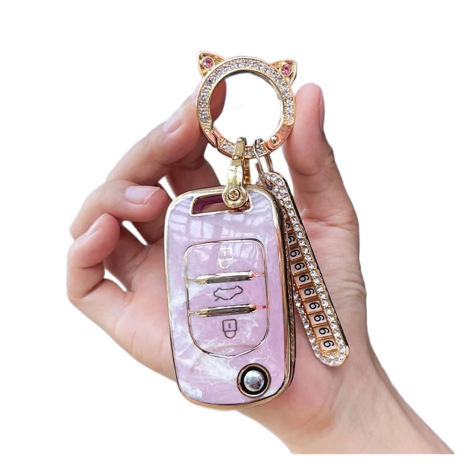 Schlüsselhülle Hülle Für Baojun 730 510 310 630 560 310W Auto Schlüssel Schutz Zubehör Keychain TPU Auto Fernbedienung Fall Abdeckung Shell Fob(Pink Chain1) von SIBOUOU