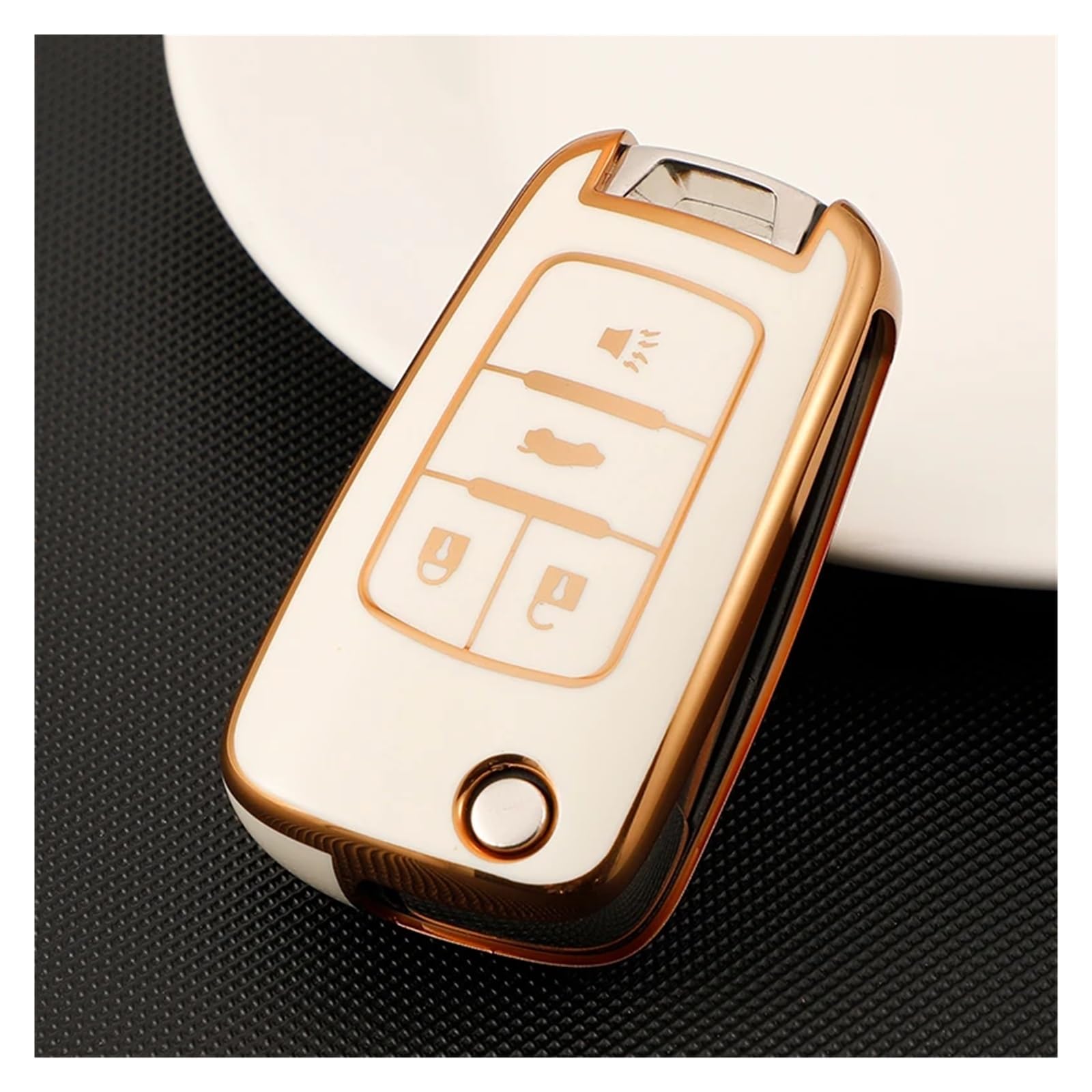 Schlüsselhülle Hülle Für Chevrolet Cruze Aveo Trax Opel Astra Corsa Meriva Zafira Antara J Für Buick Weiche 3 4 5 Tasten TPU Auto Fernbedienung Schlüssel Fall Abdeckung(White4) von SIBOUOU