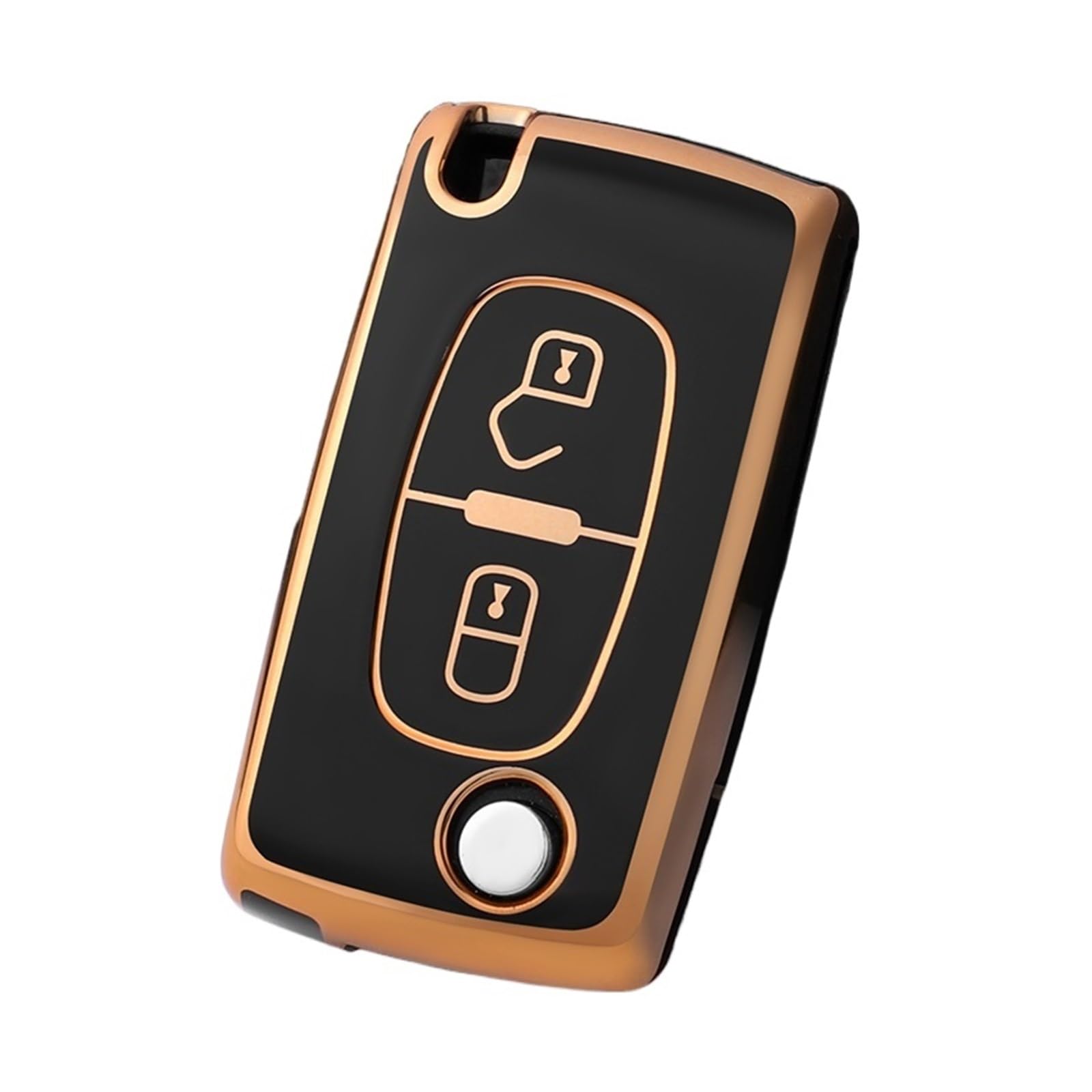 Schlüsselhülle Hülle Für Citroen Berlingo C3 Picasso 2009 2010 2011-2016 Schlüssel Kette Zubehör TPU Auto Fernbedienung Schlüssel Fall Abdeckung(Black Gold) von SIBOUOU