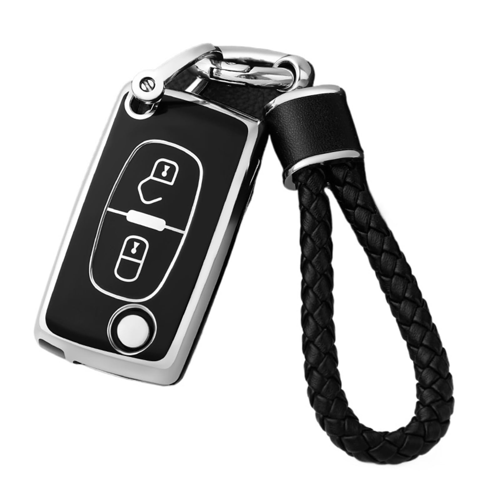 Schlüsselhülle Hülle Für Citroen Berlingo C3 Picasso 2009 2010 2011-2016 Schlüssel Kette Zubehör TPU Auto Fernbedienung Schlüssel Fall Abdeckung(Black Set 1) von SIBOUOU