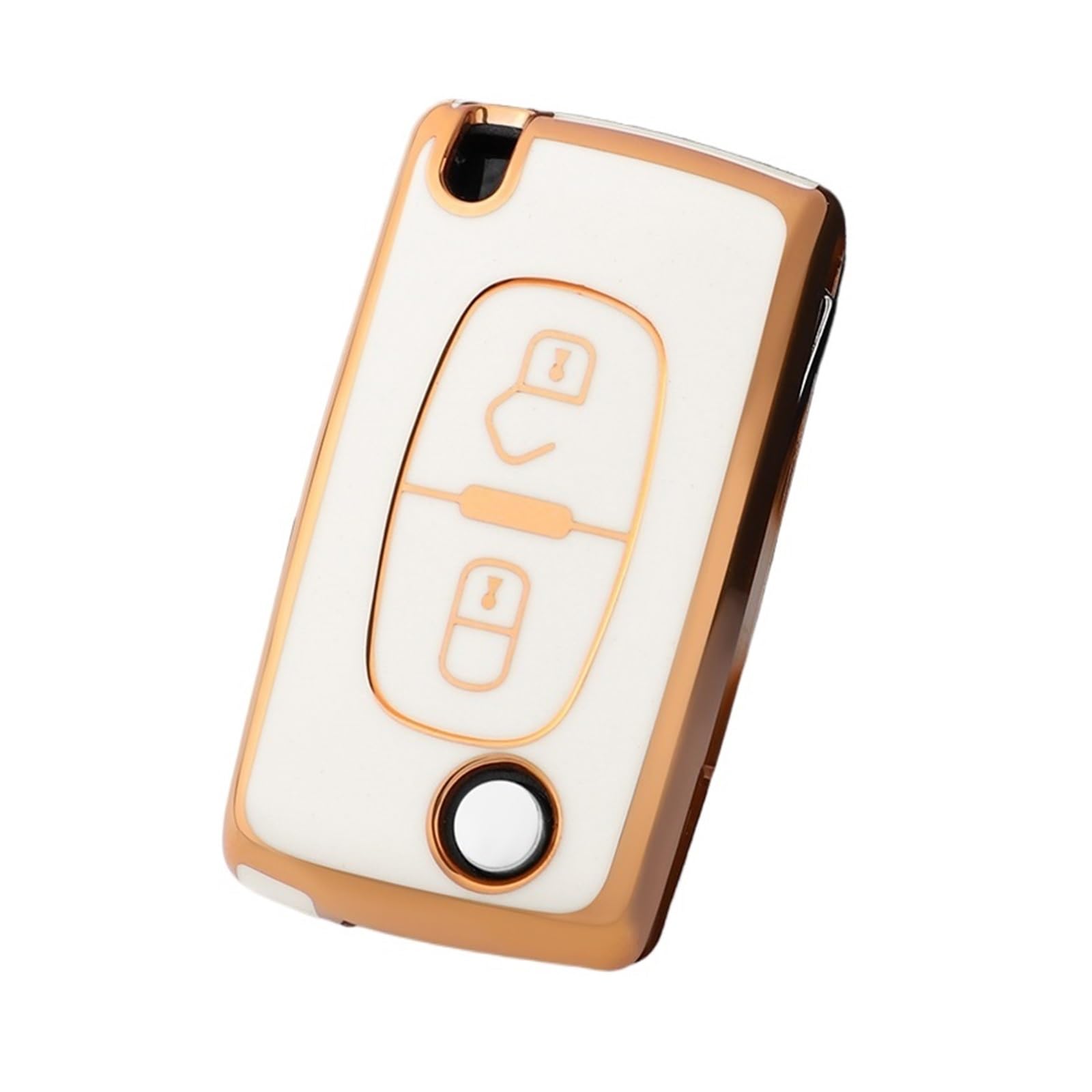 Schlüsselhülle Hülle Für Citroen Berlingo C3 Picasso 2009 2010 2011-2016 Schlüssel Kette Zubehör TPU Auto Fernbedienung Schlüssel Fall Abdeckung(White Gold) von SIBOUOU