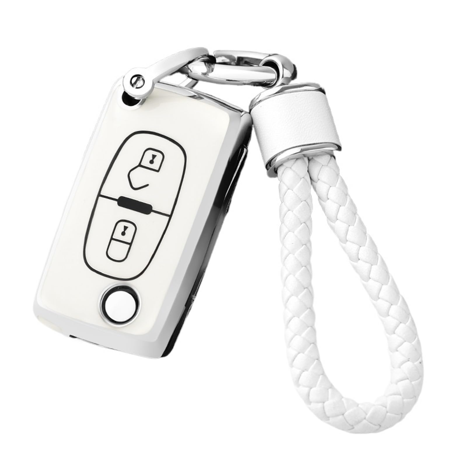 Schlüsselhülle Hülle Für Citroen Berlingo C3 Picasso 2009 2010 2011-2016 Schlüssel Kette Zubehör TPU Auto Fernbedienung Schlüssel Fall Abdeckung(White Set 1) von SIBOUOU