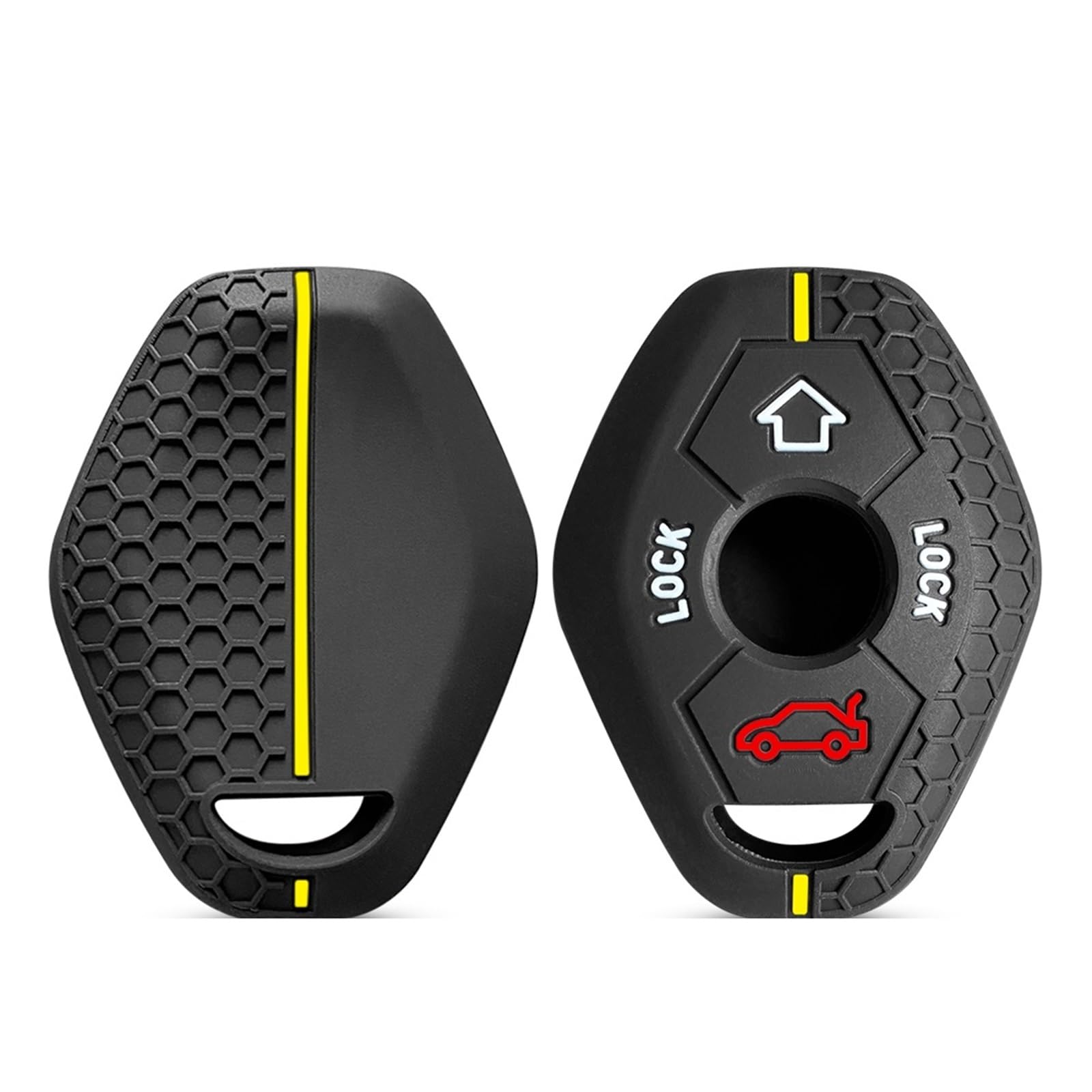 Schlüsselhülle Hülle Für E46 E39 E53 X5 X3 E83 X3 Serie 7 5 3 330i Zubehör Schlüsselbund Silikon Fernbedienung Auto Schlüssel Abdeckung Halter Schlüssel Fall(Black 1(yellowline)) von SIBOUOU