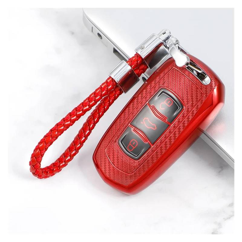 Schlüsselhülle Hülle Für Geely Atlas Boyue NL3 EX7 Emgrand X7 Borui SUV GT GC9 Schutz Auto Fernbedienung Schlüssel Fall Abdeckung Tasche Shell Fob Schlüsselbund(Red Keychain) von SIBOUOU