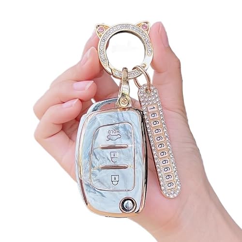 Schlüsselhülle Hülle Für Hyundai Ix35 Ix45 Maestra Santa Fe Solaris TPU Auto Schlüssel Fall Abdeckung Auto Ersatz Fernbedienung Zubehör(Green) von SIBOUOU