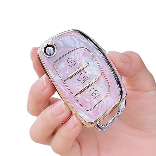 Schlüsselhülle Hülle Für Hyundai Ix35 Ix45 Maestra Santa Fe Solaris TPU Auto Schlüssel Fall Abdeckung Auto Ersatz Fernbedienung Zubehör(Orange) von SIBOUOU