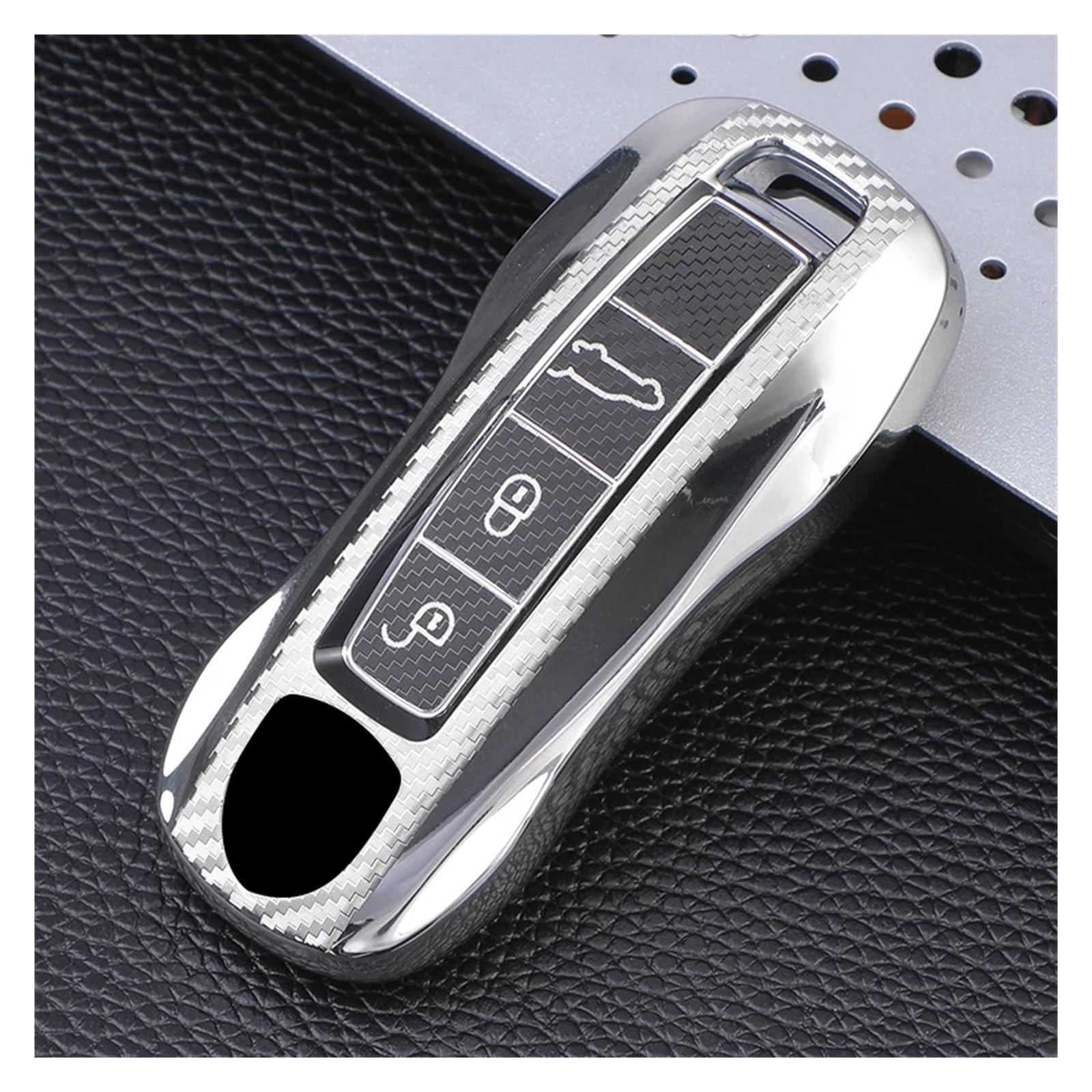 Schlüsselhülle Hülle Für Macann Bobster Panamera Carman Cayenne 718 971 911 9YA 970 981 996 92A 2017 TPU Auto Fernbedienung Auto Schlüssel Fall Abdeckung(Silver) von SIBOUOU